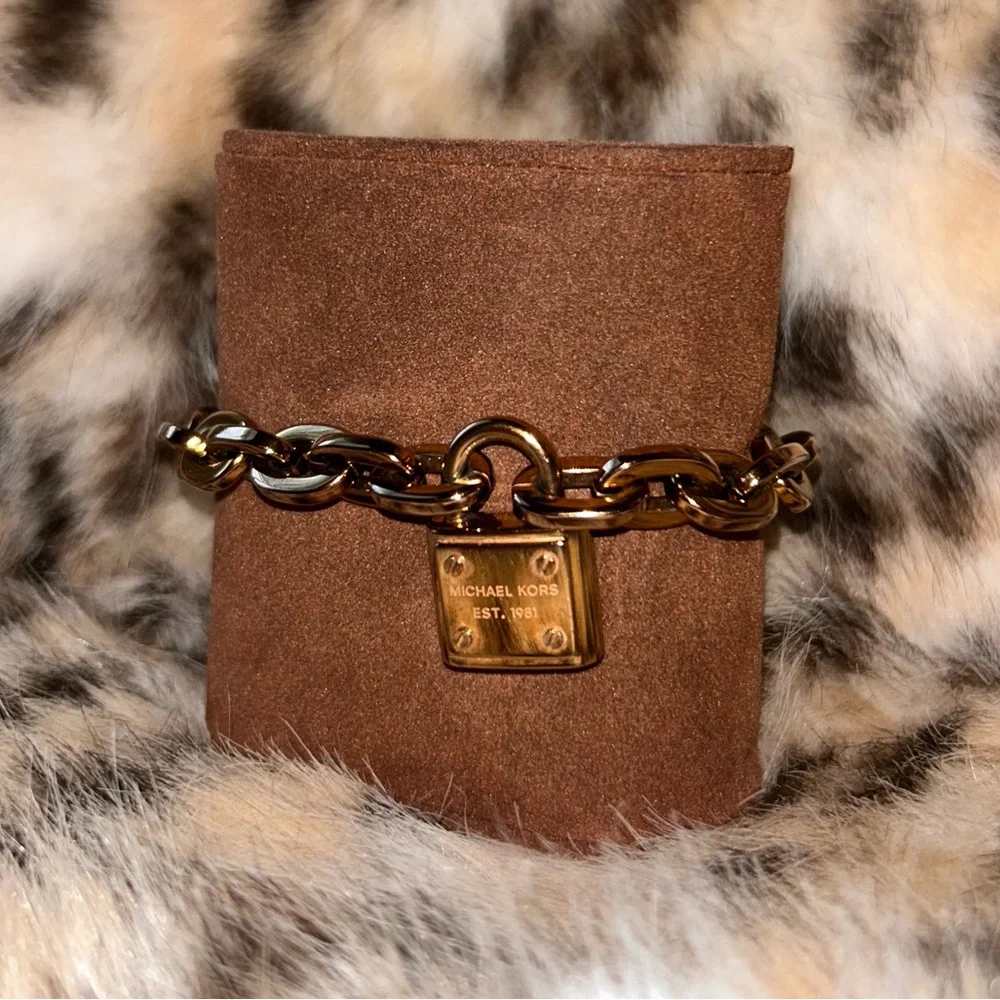 MICHAEL KORS MKJ4343791 Rose Gold Tone Chain Bracelet Padlock with Box - Picture 14 of 16